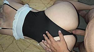 Stepson Fills Stepmom Mouth with Sperm in Close-Up Creampie Before Halloween Encounter