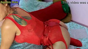 Dominant brunette Latina in lingerie commands your cock with dirty talk and foot fetish instructions until you cum.