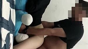 Skinny teen gets doggystyle orgasm with natural tits shaking.