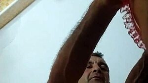 she catches him in the bathroom and starts fucking his cock hard