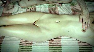 This hot teen 18+ gets a full body oil massage with her skinny small tits and big ass shining 😍