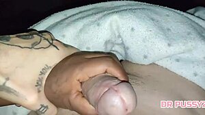 Damn, check this interracial handjob with double grip action! Big monster cock explodes in cumshot ecstasy!