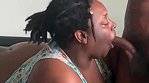 The ebony bbw goddess worshiped the monster black cock sloppily before the mirror in amateur deepthroat action