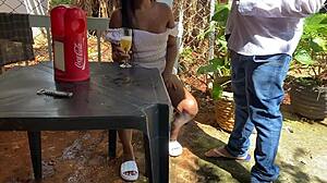 old 60-year-old naughty guy, you're fucking a young girl right in the bar