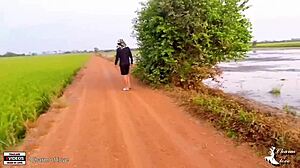 Young Teen Couple Fucking Hard In Rice Field Outdoors!