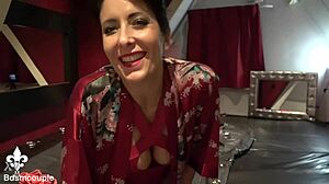 Full movie unfolds as femdom mistress binds her slave lover. She forces CUM IN MOUTH in intense BDSM bondage scene uncensored.