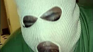 Uh, super sloppy deepthroat blowjob from this masked girl, gagging on big cock til cumshot.