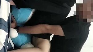 Skinny teen gets doggystyle orgasm with natural tits shaking.