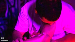 Oh man, this BBW's foot worship turns into wild pussy licking and face sitting with a buttplug in play! 👣😍 Her big ass and natural tits make it so hot during foreplay.