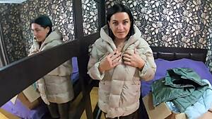 Preview: MilfyCalla Gets a Messy Surprise on Red Shiny Puffy Down Jacket 193