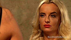 big ass lesbian slave gets tied up fingered and strapon fucked hard