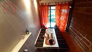 Watch This Voyeur Housewife Shave Her Pussy In The Bath!