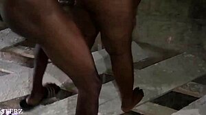 Hidden room sex on the wood for a long time! Can this ebony milf handle the big black cock in doggystyle and missionary?