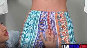 Hot shoplifter fucked in threesome