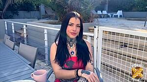 Laeticia Showcases Her Strong Character as a Beautiful European Woman with Tattoos and Small Waist
