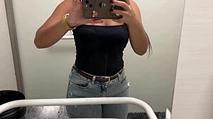 i'm masturbating in public bathroom with risky fingering on my wet pussy lips and huge clit until i can't hold back