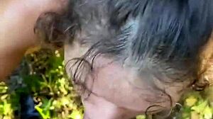 pretty hooker deepthroats big cock in car and spits cum outdoors