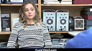 Blonde teen shoplyfter caught and fucked by security guard, what a twist