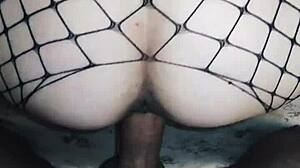 Milf wife tried sex with her husbands friend in stockings