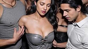 hey, check out this dirty after work tease in leather boots and skirt outdoors 😏 part 1 with ai illustrated dancing