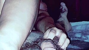 Hey, check out this naked milf giving a sneaky handjob to her slut wife's cock on hidden cam