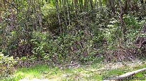 Why does this blonde girlfriend blow boyfriend's big cock outdoors in homemade sex tape?