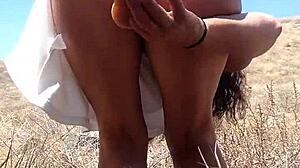 I Feel So Sexy in My Dress Smoking a Cigarette While Masturbating Outdoors with Big Tits and Dildo