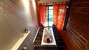 Watch This Voyeur Housewife Shave Her Pussy In The Bath!