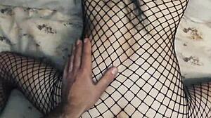 Milf wife tried sex with her husbands friend in stockings