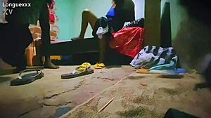 sexy clothes showcase with skinny black slut in cute skirt and beautiful legs. casual narrative follows her alluring small waist moves.