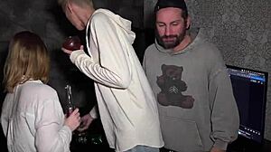 at the house party i grabbed my friend's busty girlfriend for deepthroat blowjob then fucked her pussy rough until she squirted everywhere