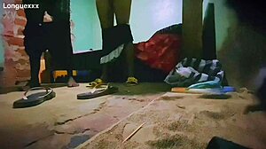 sexy clothes showcase with skinny black slut in cute skirt and beautiful legs. casual narrative follows her alluring small waist moves.