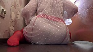 look at this busty milf fucking her dildo from the side. the camera catches her gorgeous big tits in homemade close-up