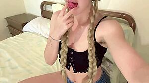 cute peasant girl reveals her natural body and hairy features