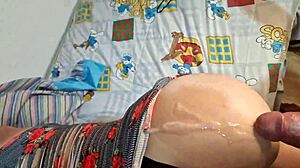 Brunette Teen Lesbian Friend Fucks Blonde with Huge Creampie in Homemade Cowgirl