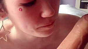 Dumb Candy Whore In Pigtails Sucks And Fucks Herself With Big Dildo Solo