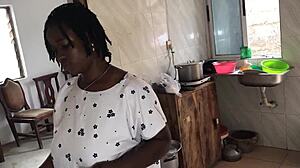 Oh, come on, let's do this kitchen freestyle sex with the sexy ebony house maid and her big black ass. She's all curvy and ready for some fat bbw action right there on the counter.