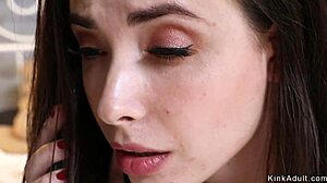 Brunette teen lesbian anal fists her stepmom hard