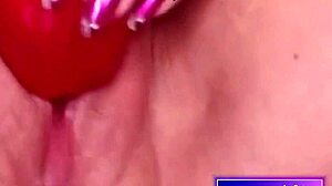 horny milf reveals her wet hairy pussy for intense vibrator play and cum show