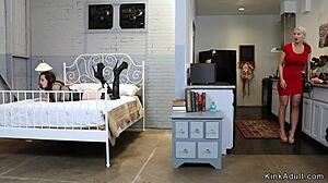 Brunette teen lesbian anal fists her stepmom hard