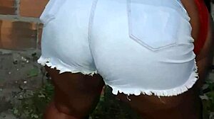Hey, check out my big-ass neighbor cleaning the yard - isn't that huge ebony booty just amazing in this homemade clip?