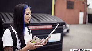 Asian cheerleaders lick shaved pussy in classroom. Scottish redhead joins petite brunette for fingering and kissing.