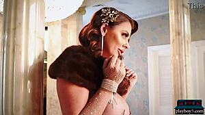 I love stripping sensually in my lingerie, showing off my huge boobs as a British milf for Playboy