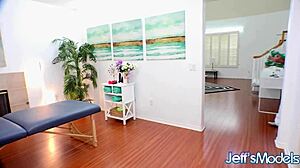 Mature plumper Lacy Bangs enjoys a sensual massage with toys and group play on her big natural tits.