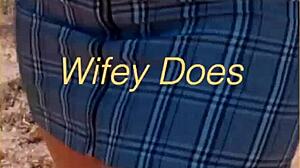 Milf flashes her shaved pussy in public, oops, skirt lifts up accidentally