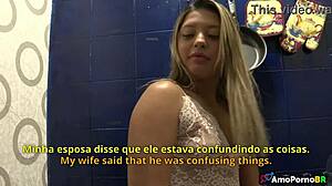 my wife and this hung nephew-like guy with jumbo cock keep going wild. part 3 of brazilian cuckold taboo with small tits blonde