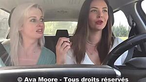 Defi Inconnu - Première Fois Pour Ce Mec Chanceux Qui Se Fait Sucer Par 2 Filles On Lui Vide Les Couilles Sur Le Bord Dune Route