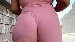 i love how my wife with huge big ass and tan lines adjusts her pants. it's that tasty tight fit in pov with long hair swaying.