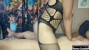 Latina milf riding big cock from husband's friend in homemade video