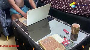 Hubby skips work to fuck ebony wife hard in squirting orgasm